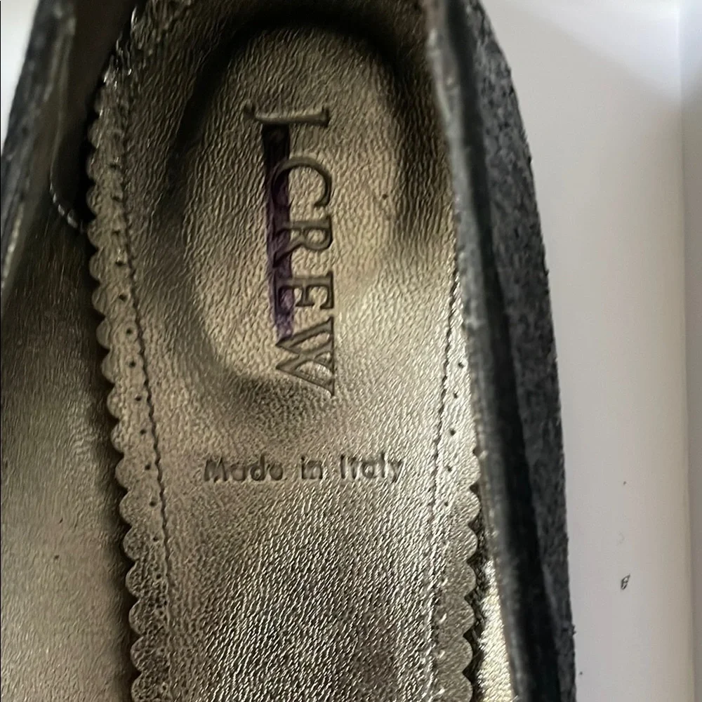 NEW J. CREW Black Glitter Sparkle BALLET Holiday Party FLATS Suede Bow Shoes 9.5 - Picture 3 of 4